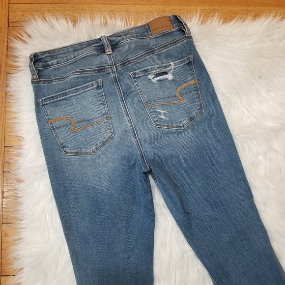 AMERICAN EAGLE Distressed Super Hi-Rise Jegging Washed Blue Jeans Size 8 R.... - Picture 6 of 16